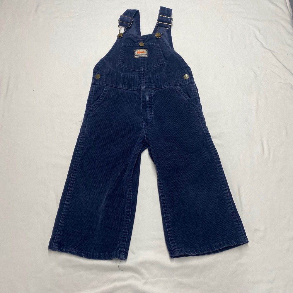 Vintage OshKosh B'gosh Navy Blue Corduroy Bib Overalls Toddler Kids